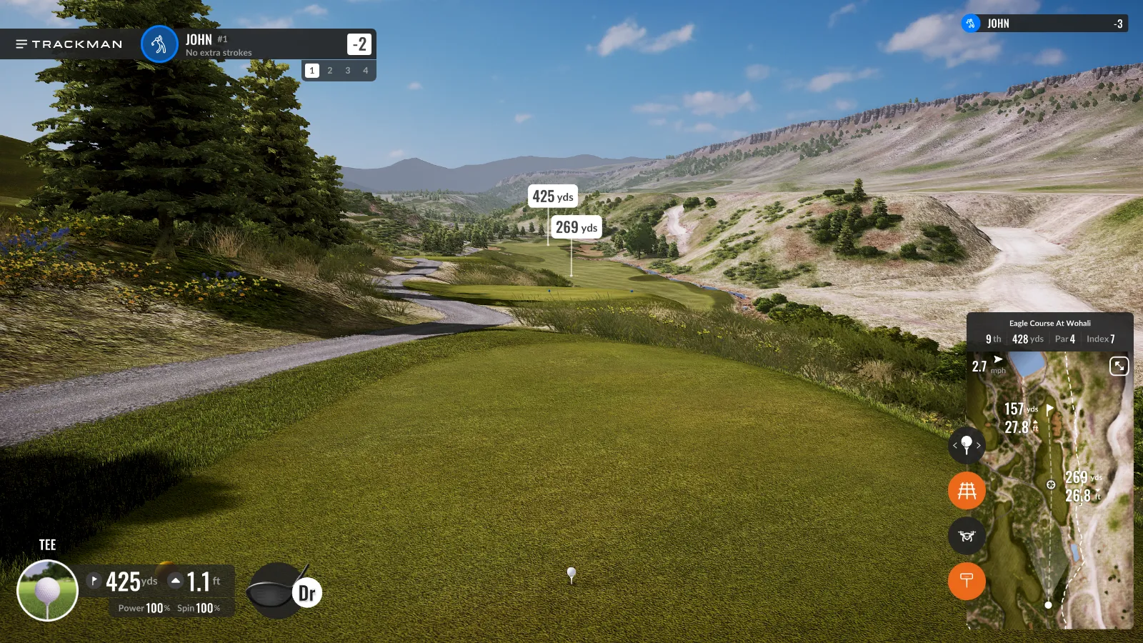 TrackMan data on screen in a Pure Golf bay