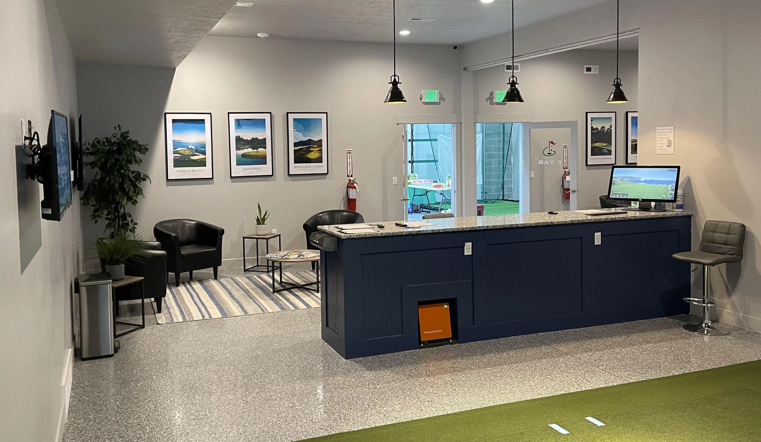 A view of Bay 1 and Bay 2 opened up at Pure Golf in Springville, Utah